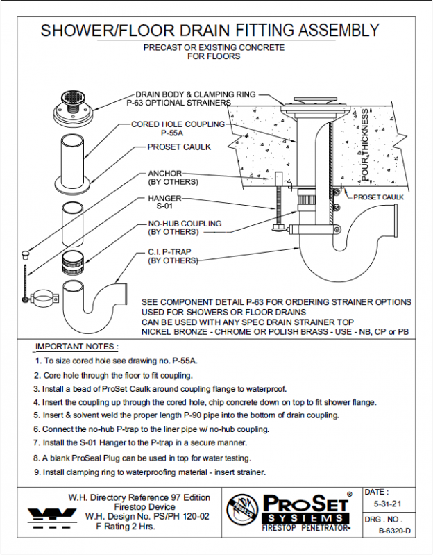 » B6320D Shower/Floor Drain Stub for Precast or Existing