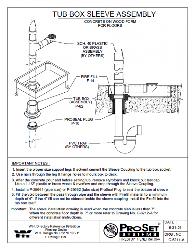 » C6211A Tub Box Assembly for Concrete on Wood FormProVent