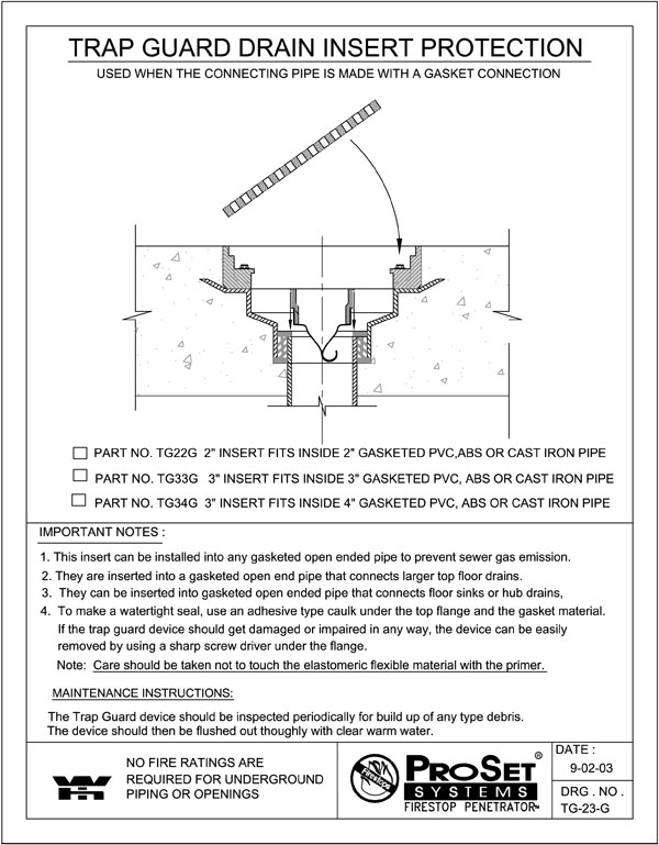 2" Trap Guard to Fit Through a 2" Gasket to Inside Pipe