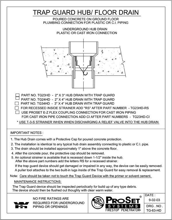 3" x 4" Underground Hub Drain - Connect to C.I. - With Recessed Strainer