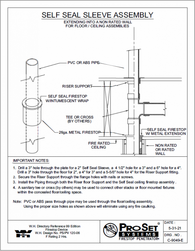 ?? C9049E Self Seal Sleeve Assembly for Floor/Ceiling