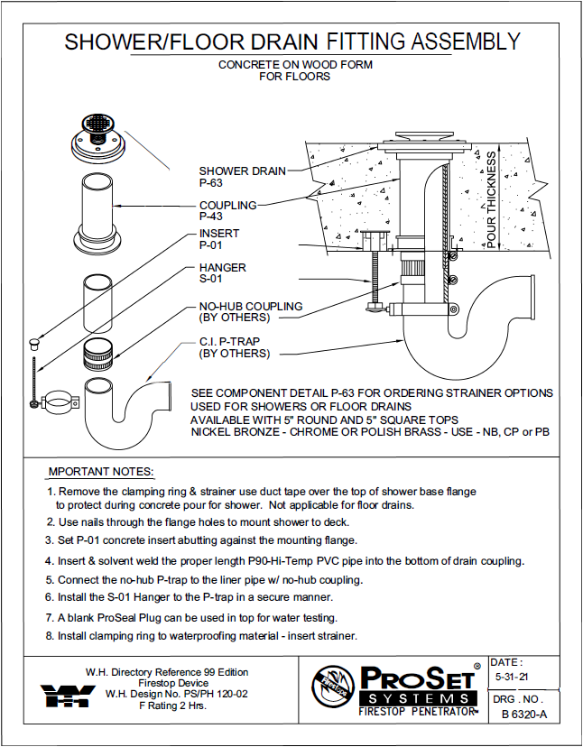 Floor drain clearance detail