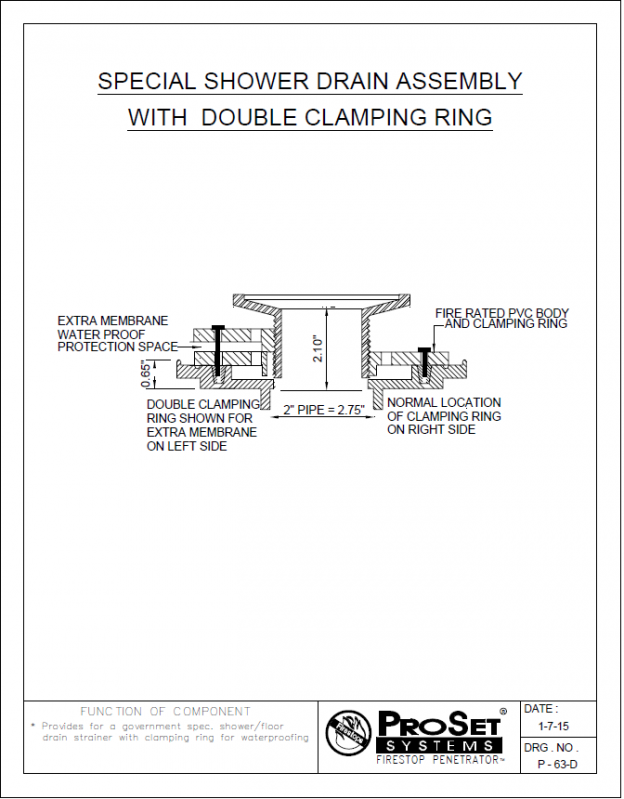 » P63D Special Shower Drain Assembly with Double Clamping